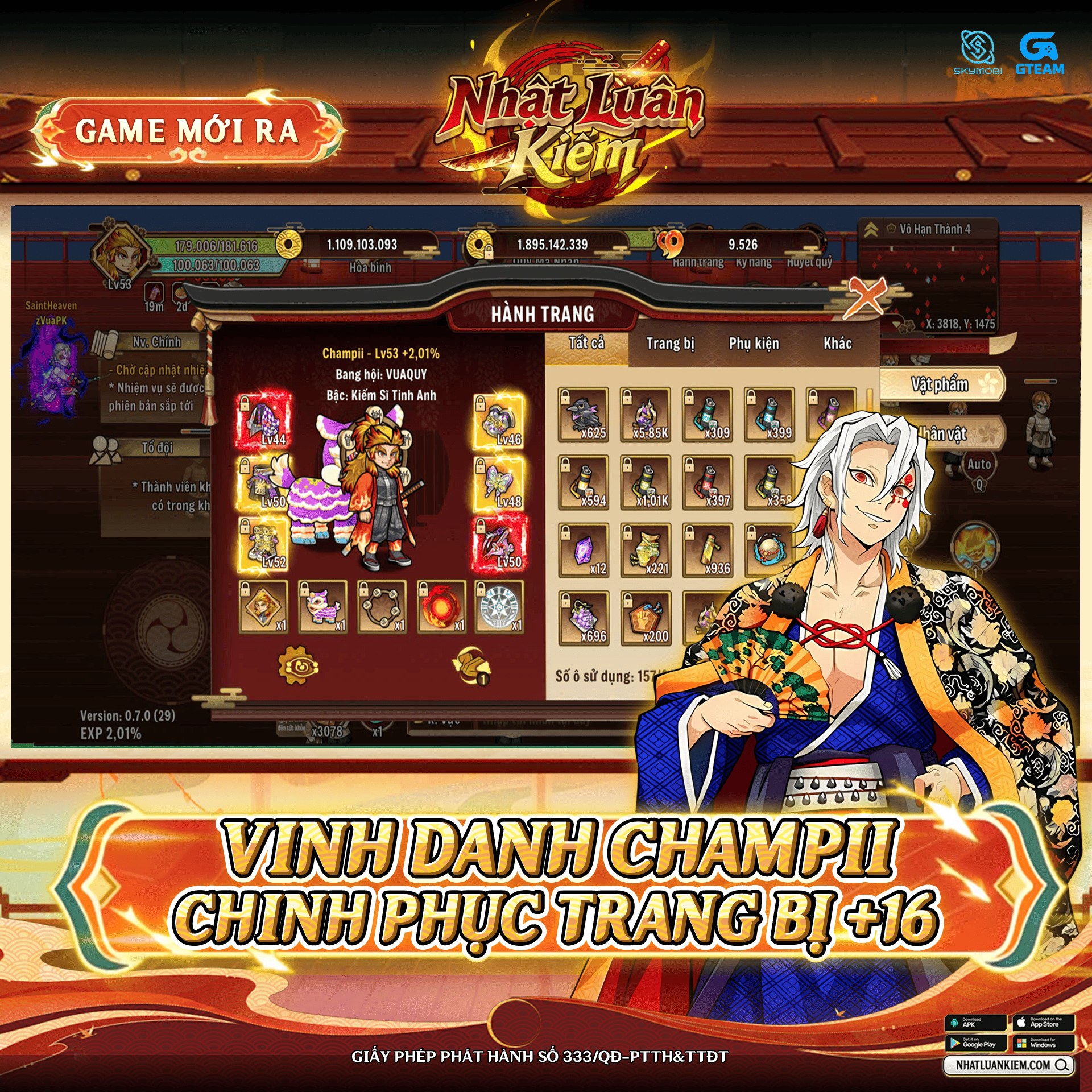 Vinh Danh Champii Chinh Phục Trang Bị +16