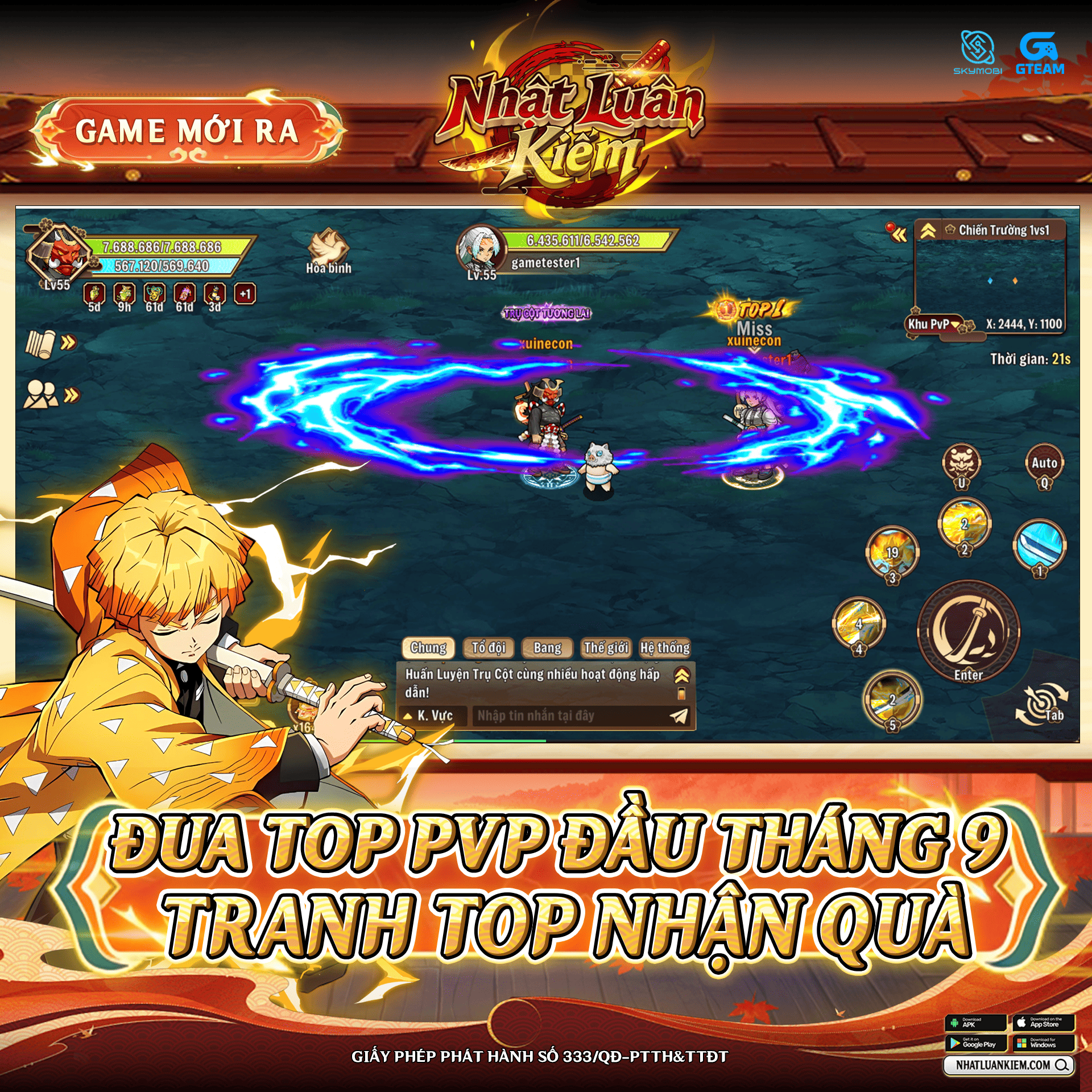 Đua Top PVP Đầu Tháng 9 Tranh Top Nhận Quà