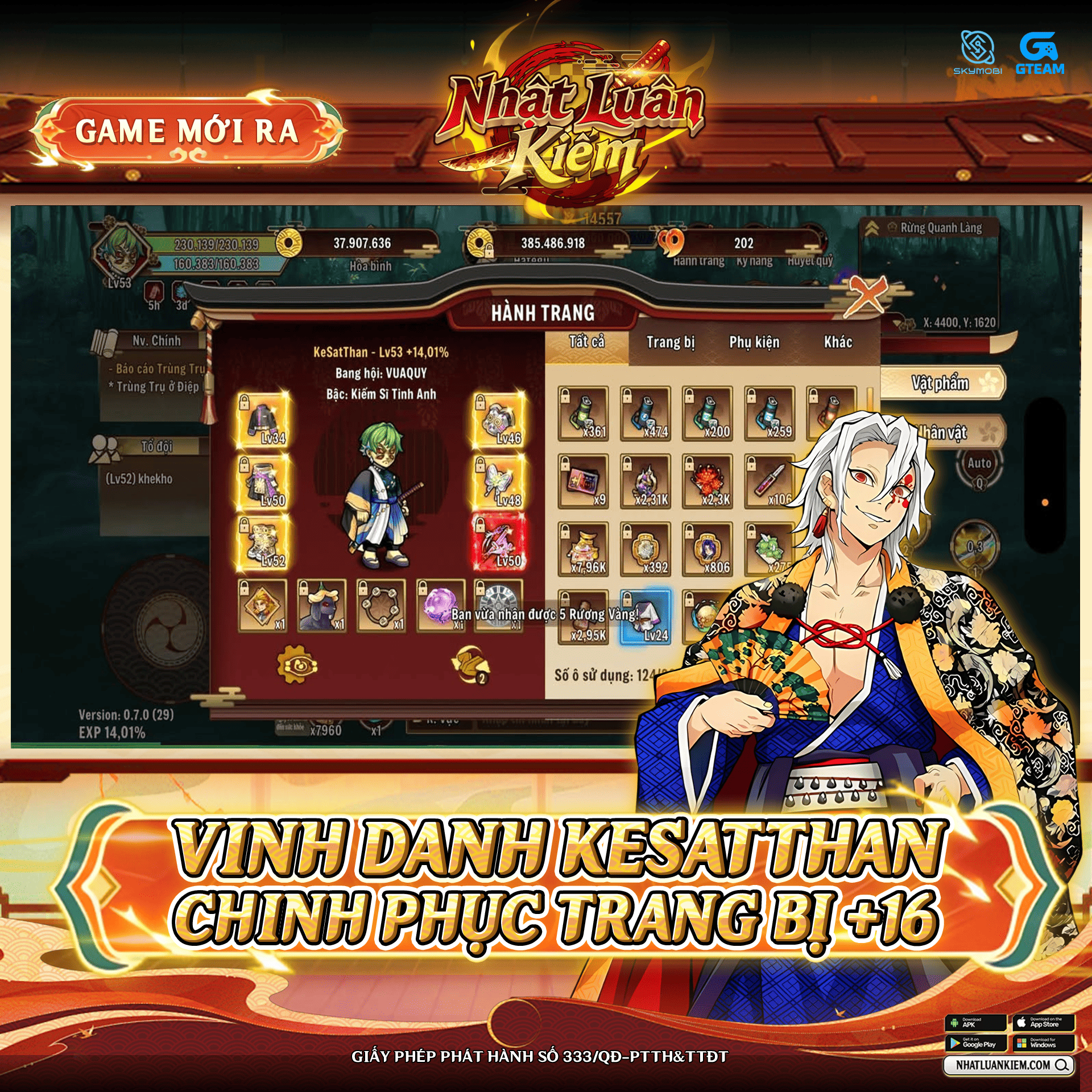 Vinh Danh Kesatthan Chinh Phục Trang Bị +16
